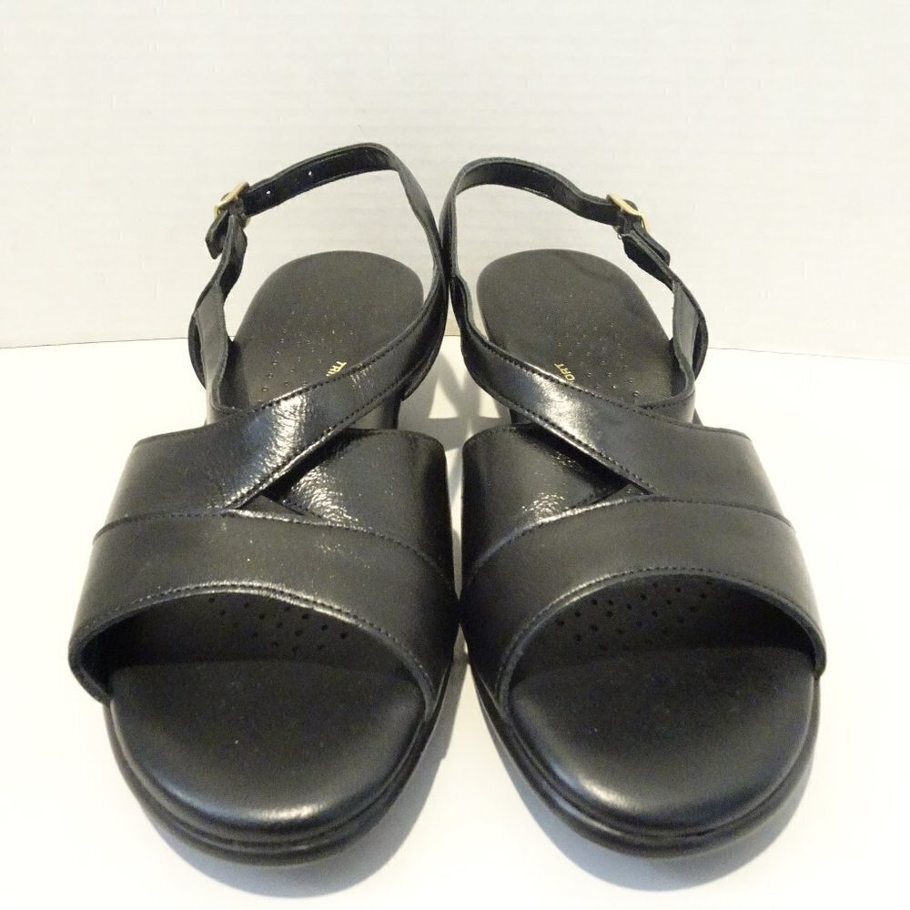 SAS Sandals Black Caress Slingback Open Toe Wedge Comfort Sandals Size 8.5M Shoe